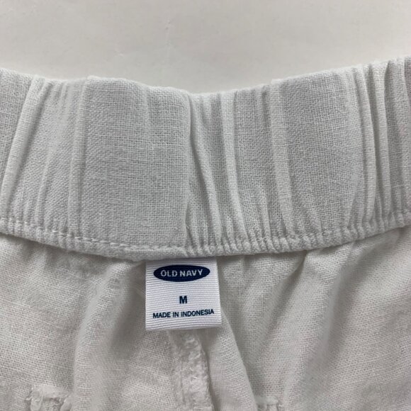 Old Navy White Linen Blend High Rise Pull On Shorts M - Picture 2 of 4
